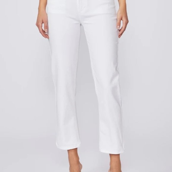 PAIGE Brigitte Mid-rise Ankle Crop Boyfriend Jean Optic White Size 27 - Picture 2 of 9